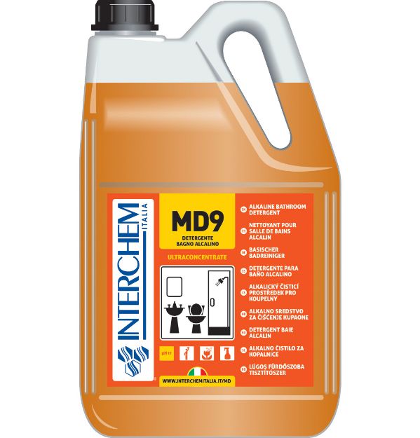 Immagine di MD9 DETERGENTE BAGNO ALCALINO Tanica 5lt + pompa giusta dose 20ml